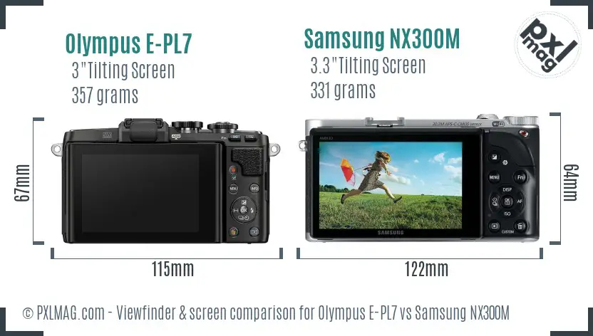 Olympus E-PL7 vs Samsung NX300M Screen and Viewfinder comparison