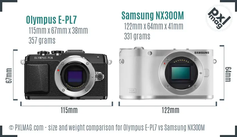 Olympus E-PL7 vs Samsung NX300M size comparison