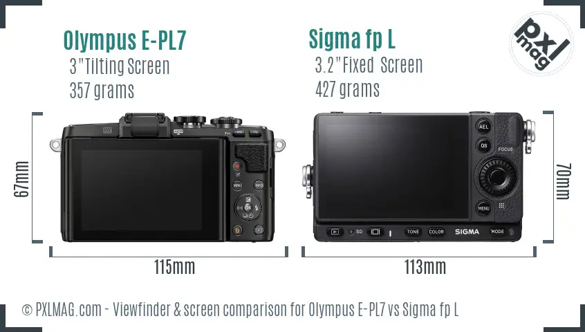 Olympus E-PL7 vs Sigma fp L Screen and Viewfinder comparison
