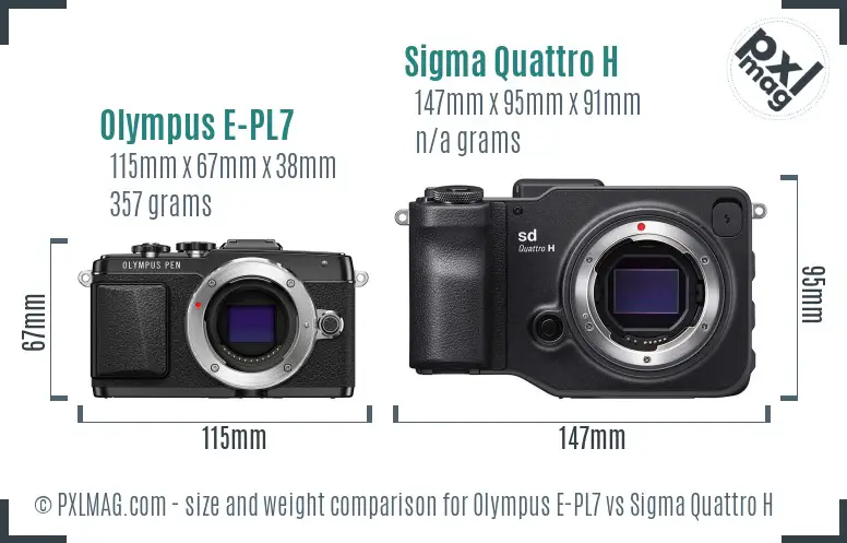 Olympus E-PL7 vs Sigma Quattro H size comparison