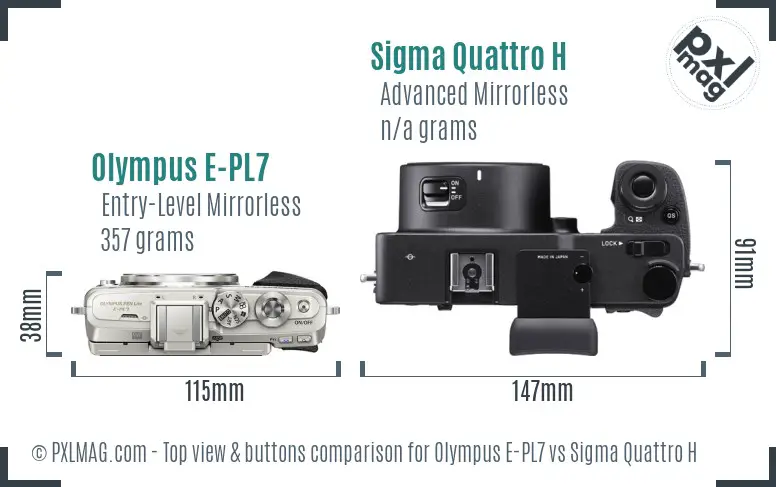 Olympus E-PL7 vs Sigma Quattro H top view buttons comparison