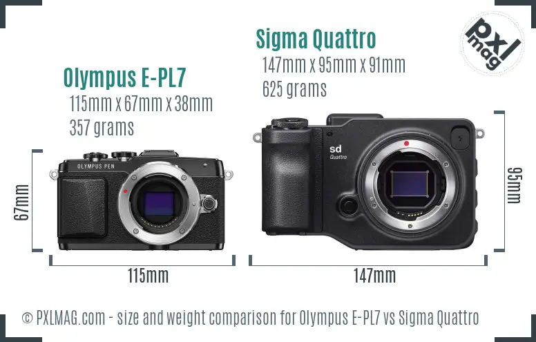 Olympus E-PL7 vs Sigma Quattro size comparison