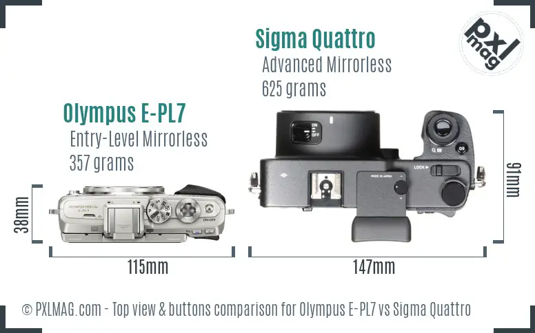 Olympus E-PL7 vs Sigma Quattro top view buttons comparison