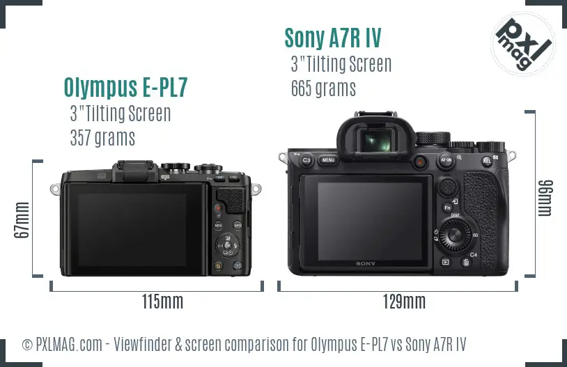 Olympus E-PL7 vs Sony A7R IV Screen and Viewfinder comparison