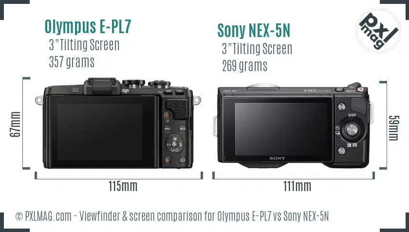 Olympus E-PL7 vs Sony NEX-5N Screen and Viewfinder comparison
