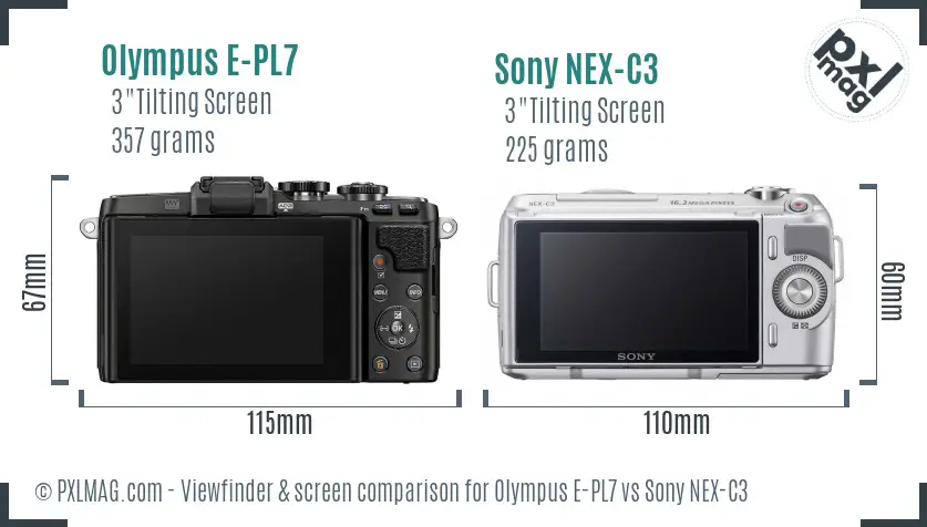 Olympus E-PL7 vs Sony NEX-C3 Screen and Viewfinder comparison
