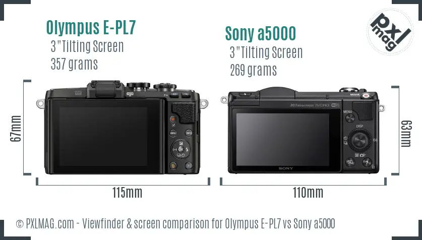 Olympus E-PL7 vs Sony a5000 Screen and Viewfinder comparison