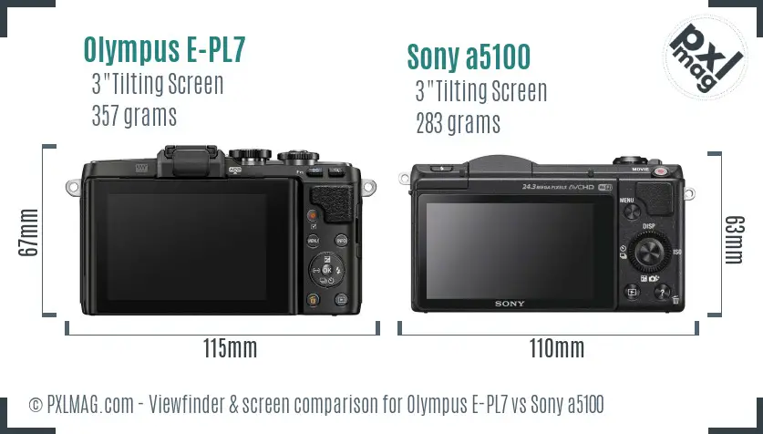 Olympus E-PL7 vs Sony a5100 Screen and Viewfinder comparison