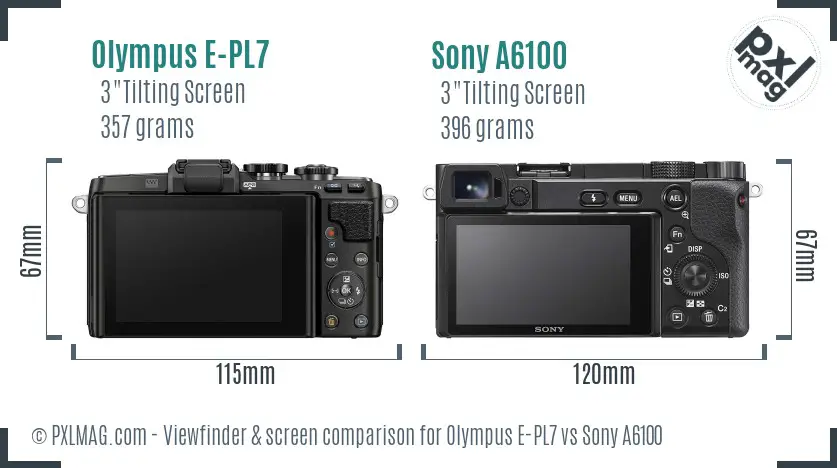 Olympus E-PL7 vs Sony A6100 Screen and Viewfinder comparison