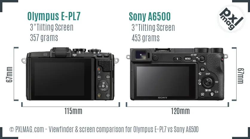Olympus E-PL7 vs Sony A6500 Screen and Viewfinder comparison Olympus E-PL7 vs Sony A6500 Screen and Viewfinder comparison
