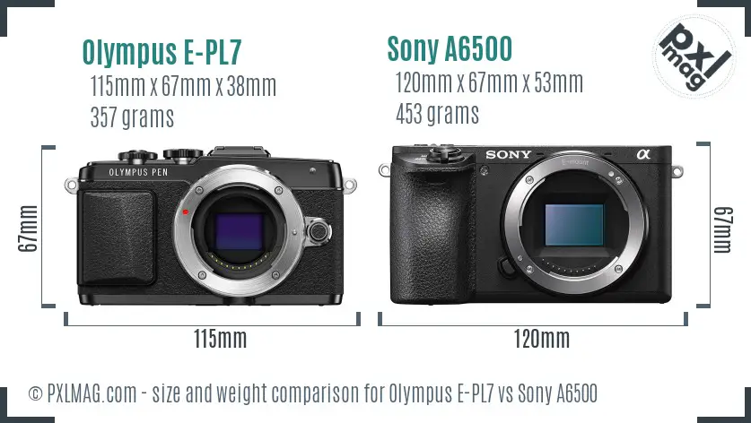 Olympus E-PL7 vs Sony A6500 size comparison Olympus E-PL7 vs Sony A6500 size comparison