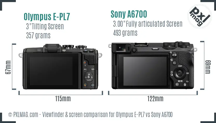 Olympus E-PL7 vs Sony A6700 Screen and Viewfinder comparison Olympus E-PL7 vs Sony A6700 Screen and Viewfinder comparison