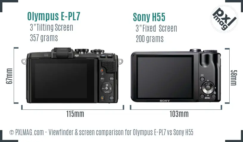 Olympus E-PL7 vs Sony H55 Screen and Viewfinder comparison