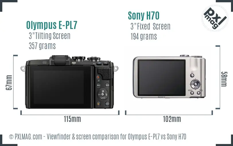 Olympus E-PL7 vs Sony H70 Screen and Viewfinder comparison