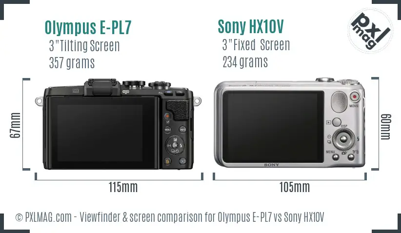 Olympus E-PL7 vs Sony HX10V Screen and Viewfinder comparison