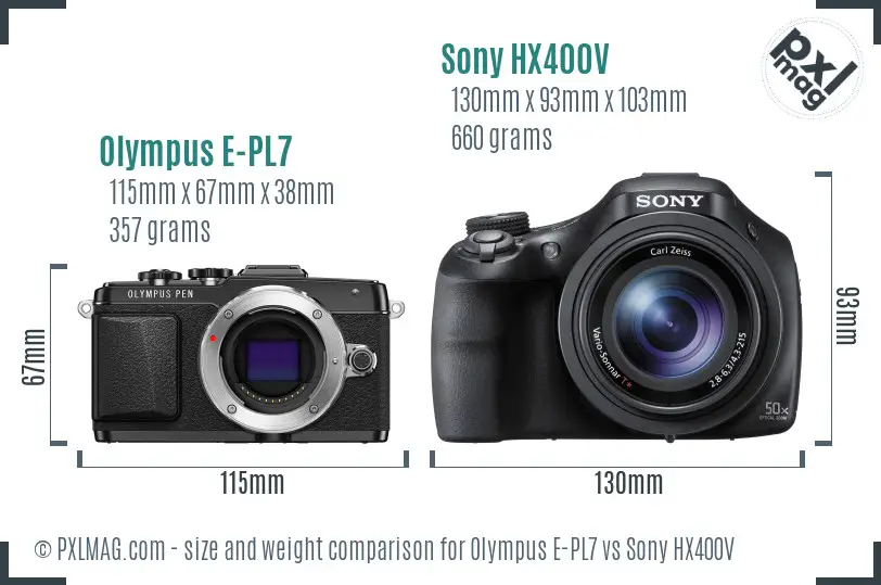 Olympus E-PL7 vs Sony HX400V size comparison