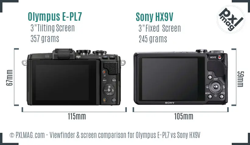 Olympus E-PL7 vs Sony HX9V Screen and Viewfinder comparison