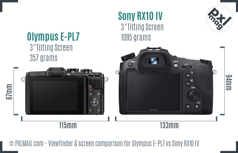 Olympus E-PL7 vs Sony RX10 IV Screen and Viewfinder comparison