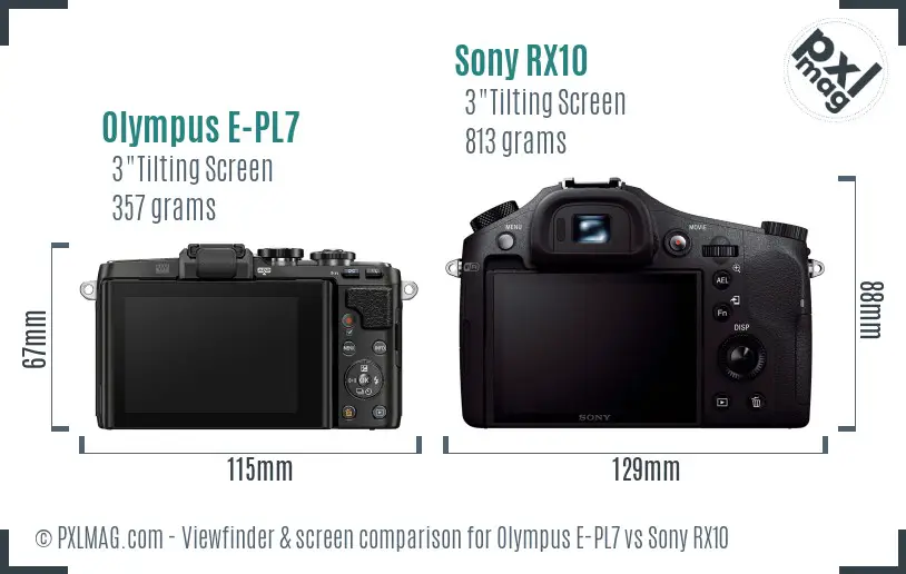 Olympus E-PL7 vs Sony RX10 Screen and Viewfinder comparison Olympus E-PL7 vs Sony RX10 Screen and Viewfinder comparison
