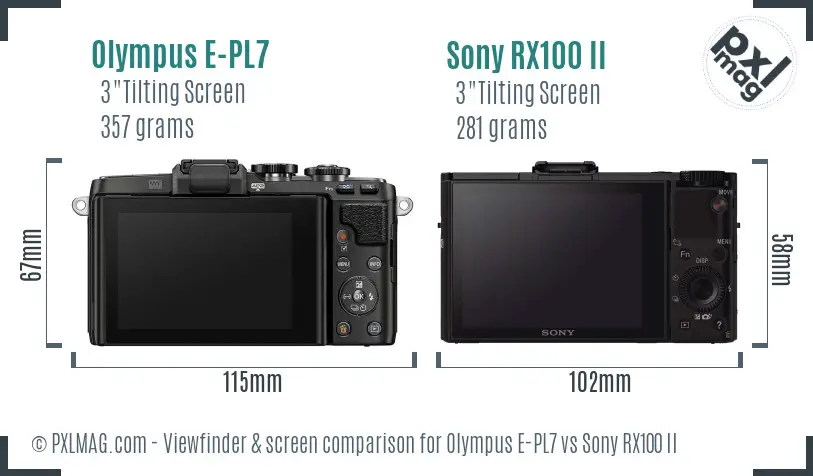 Olympus E-PL7 vs Sony RX100 II Screen and Viewfinder comparison