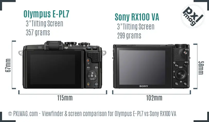 Olympus E-PL7 vs Sony RX100 VA Screen and Viewfinder comparison