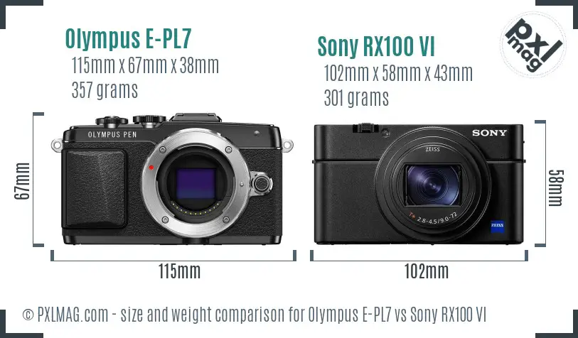 Olympus E-PL7 vs Sony RX100 VI size comparison Olympus E-PL7 vs Sony RX100 VI size comparison