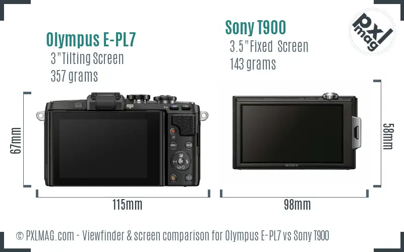 Olympus E-PL7 vs Sony T900 Screen and Viewfinder comparison Olympus E-PL7 vs Sony T900 Screen and Viewfinder comparison