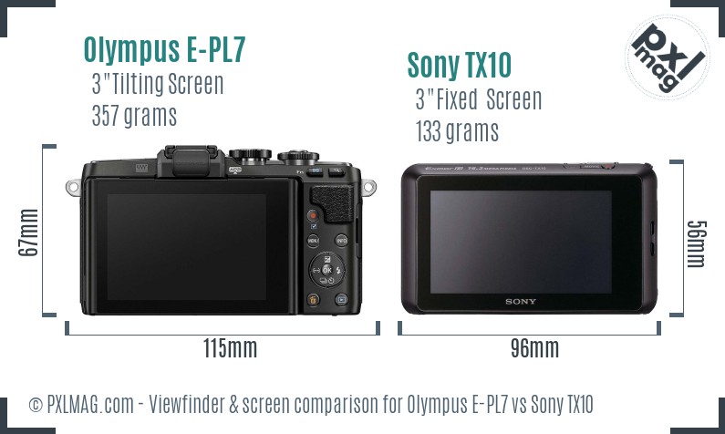 Olympus E-PL7 vs Sony TX10 Screen and Viewfinder comparison