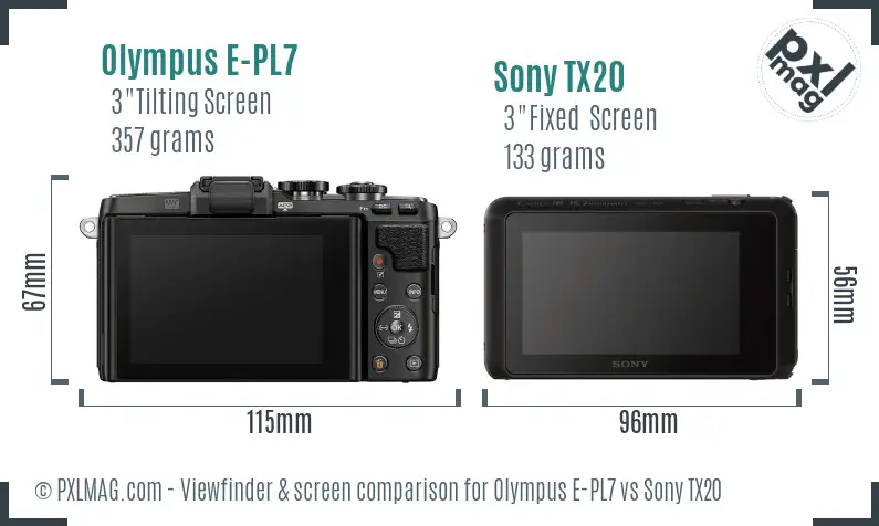 Olympus E-PL7 vs Sony TX20 Screen and Viewfinder comparison