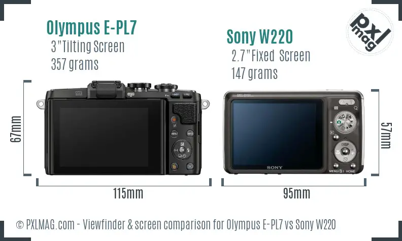 Olympus E-PL7 vs Sony W220 Screen and Viewfinder comparison