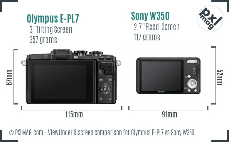 Olympus E-PL7 vs Sony W350 Screen and Viewfinder comparison