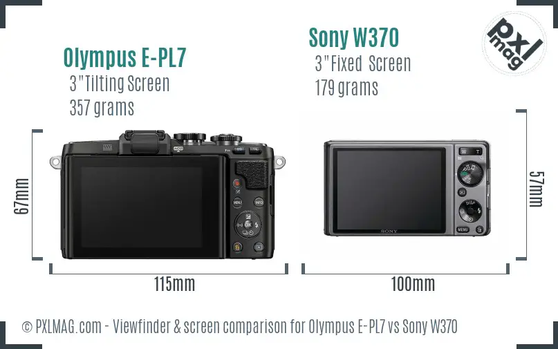 Olympus E-PL7 vs Sony W370 Screen and Viewfinder comparison