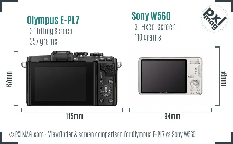 Olympus E-PL7 vs Sony W560 Screen and Viewfinder comparison