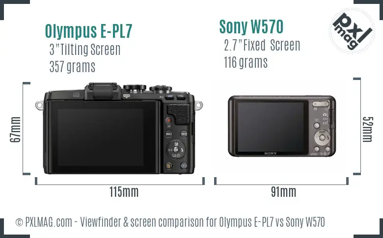 Olympus E-PL7 vs Sony W570 Screen and Viewfinder comparison