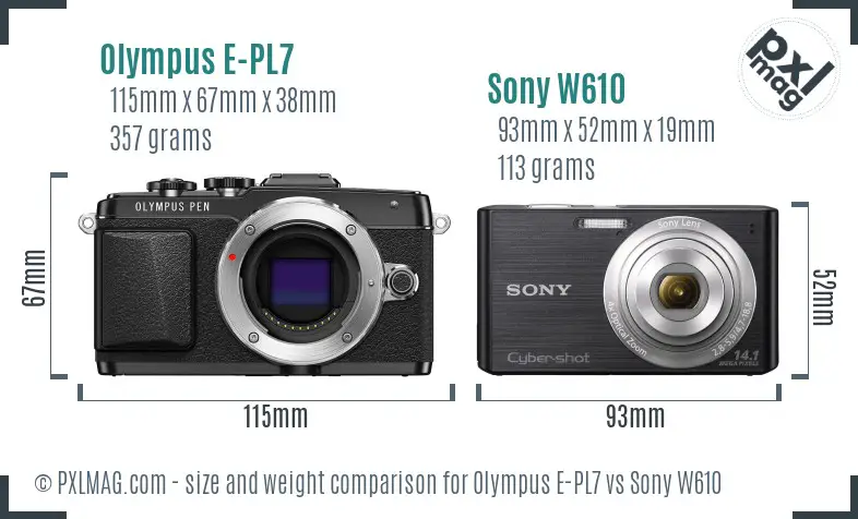 Olympus E-PL7 vs Sony W610 size comparison Olympus E-PL7 vs Sony W610 size comparison