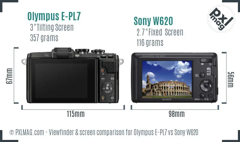 Olympus E-PL7 vs Sony W620 Screen and Viewfinder comparison