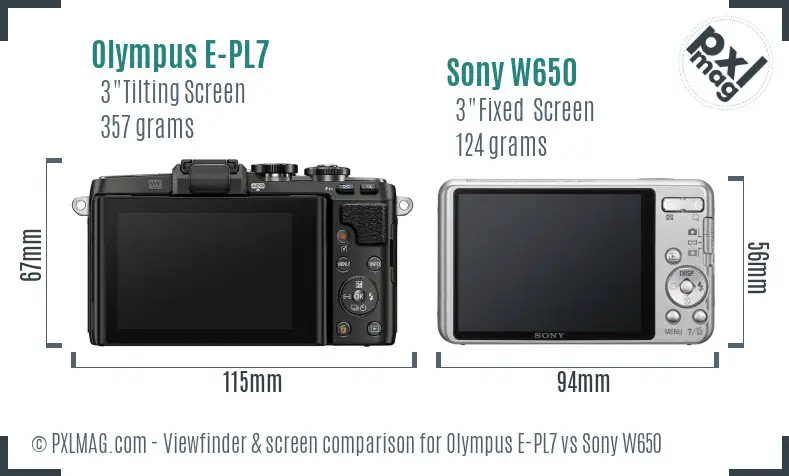 Olympus E-PL7 vs Sony W650 Screen and Viewfinder comparison