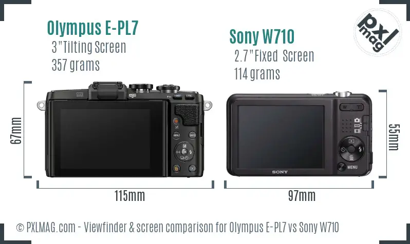 Olympus E-PL7 vs Sony W710 Screen and Viewfinder comparison