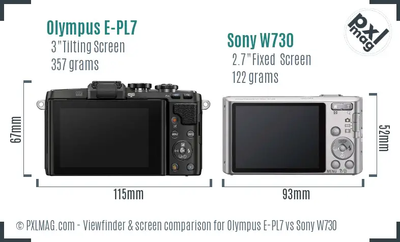 Olympus E-PL7 vs Sony W730 Screen and Viewfinder comparison Olympus E-PL7 vs Sony W730 Screen and Viewfinder comparison