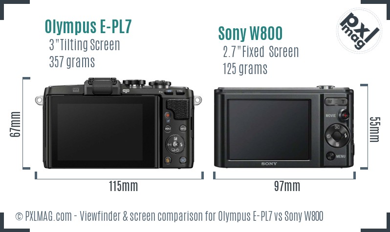 Olympus E-PL7 vs Sony W800 Screen and Viewfinder comparison