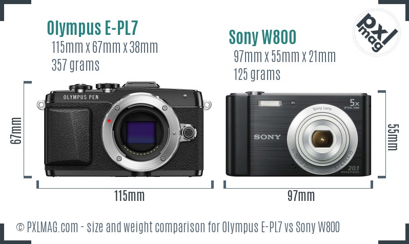 Olympus E-PL7 vs Sony W800 size comparison Olympus E-PL7 vs Sony W800 size comparison