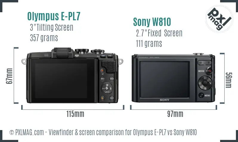 Olympus E-PL7 vs Sony W810 Screen and Viewfinder comparison