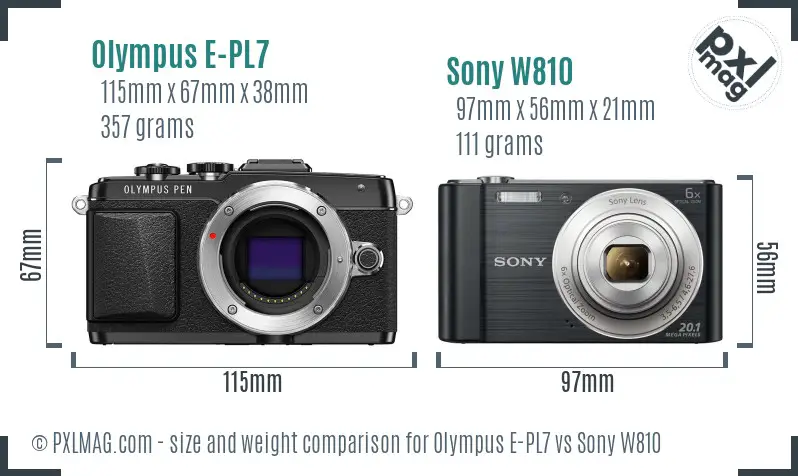 Olympus E-PL7 vs Sony W810 size comparison