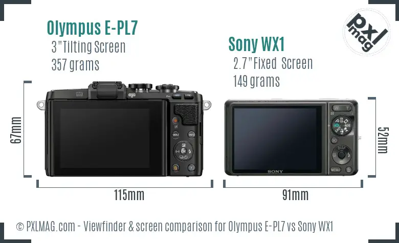 Olympus E-PL7 vs Sony WX1 Screen and Viewfinder comparison