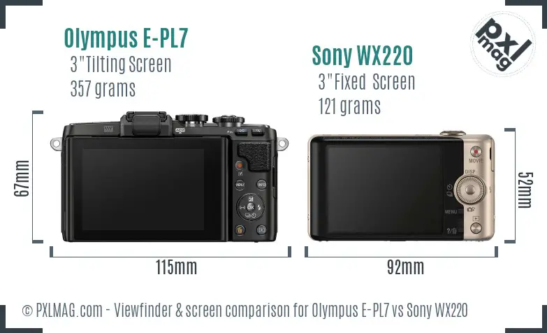 Olympus E-PL7 vs Sony WX220 Screen and Viewfinder comparison