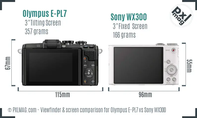 Olympus E-PL7 vs Sony WX300 Screen and Viewfinder comparison Olympus E-PL7 vs Sony WX300 Screen and Viewfinder comparison
