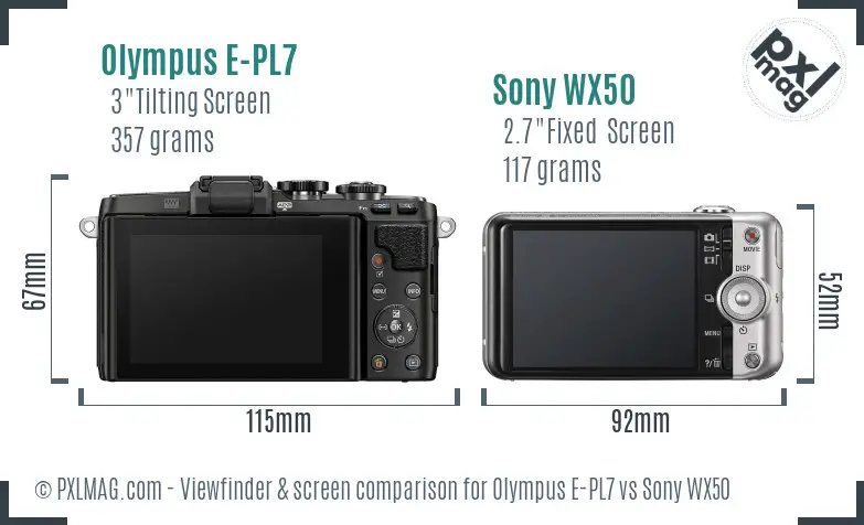 Olympus E-PL7 vs Sony WX50 Screen and Viewfinder comparison Olympus E-PL7 vs Sony WX50 Screen and Viewfinder comparison