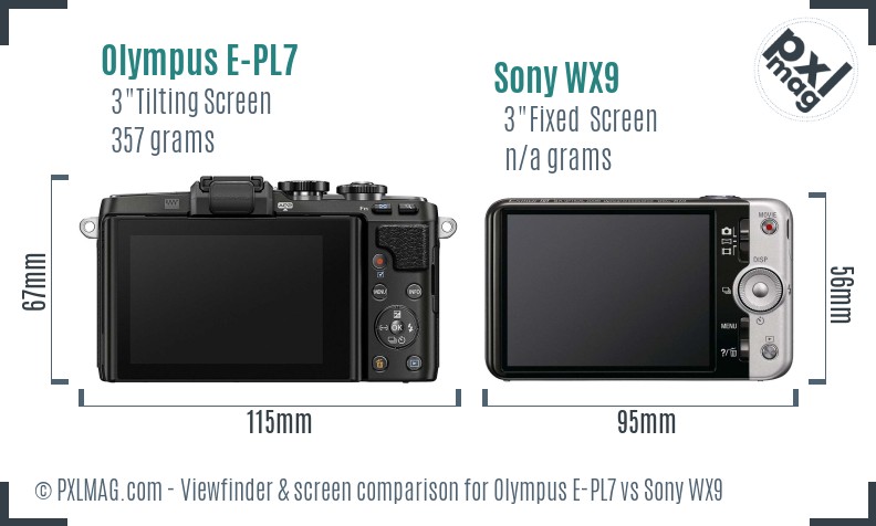 Olympus E-PL7 vs Sony WX9 Screen and Viewfinder comparison