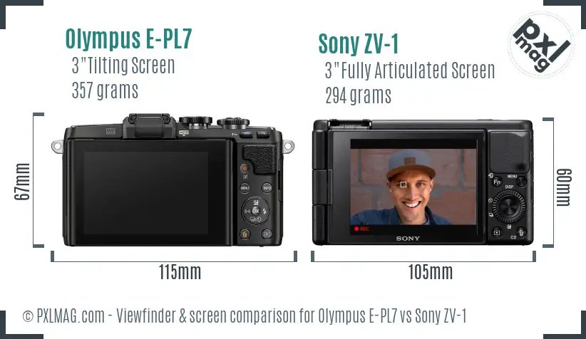 Olympus E-PL7 vs Sony ZV-1 Screen and Viewfinder comparison