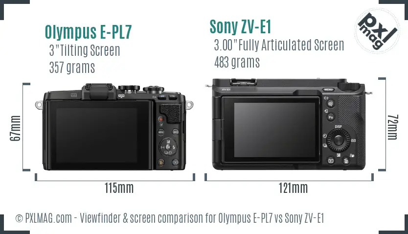 Olympus E-PL7 vs Sony ZV-E1 Screen and Viewfinder comparison